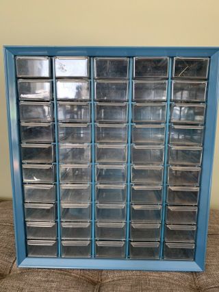 Vintage Akro - Mils 50 Drawer Metal Storage Cabinet W/ Handle
