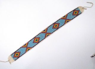 Vintage Native American Indian Seed Beaded Leather Smaller Size Belt