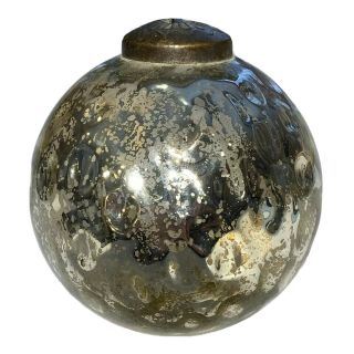 Vintage Kugel Christmas Ornament Silver Mercury Glass Dimpled 4 " Diameter