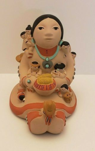 Vintage Cleo Teissedre Storyteller Pottery Ceramic Statue Figurine 1988 Signed