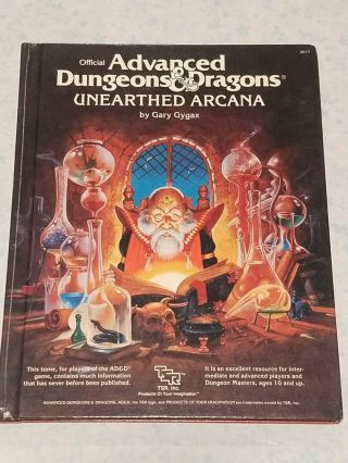 Advanced Dungeons And Dragons Unearthed Arcana 1985 Gygax Tsr Vintage