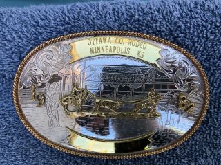 Vintage Montana Silversmiths German Silver 1982 Minneapolis Ks Rodeo 1st Buckle
