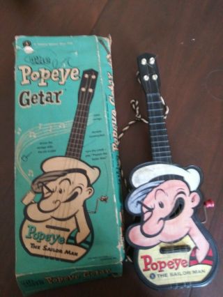 Vintage Mattel " The Popeye Getar " (guitar) 14 " Green Box