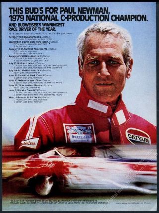 1979 Paul Newman Photo Budweiser Beer Vintage Print Ad