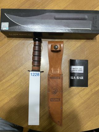 Kabar 1217 Fixed Blade Knife Usmc - Brown - Str With Sheath And Kydex Sheath