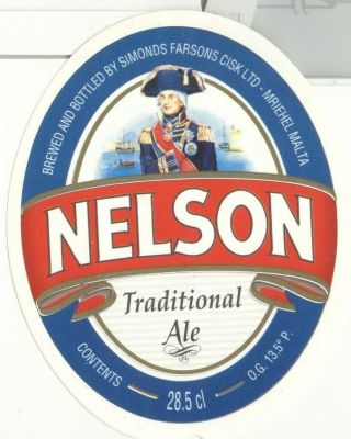 Malta Micro Brewery Beer Label Simonds Farsons - Boat - Sailor - Ship - Nelson