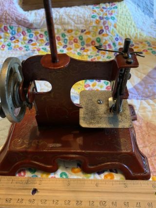 Vintage Antique Hand Crank Toy Sewing Machine Germany Scrolling