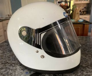 Old Vintage 1970 Dot Shoei S12 S 12 S - 12 Motorcycle Full Face White Helmet Med.