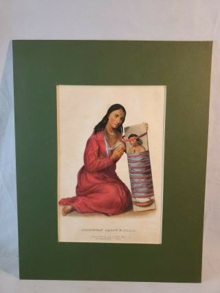 1844 Mckenney Hall Hand Colored Print Native American Indian Chippeway Squaw