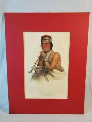 1844 Mckenney Hall Hand Colored Print Native American Indian Wa - Em - Boesh - Kaa