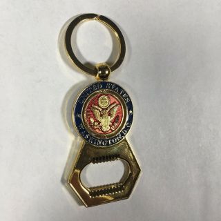 United States Seal Keychain Bottle Opener With Rotating Eagle Seal 2.  5 " Metal