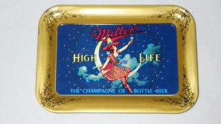 Vintage Miller High Life Girl Witch On The Moon Beer Money Tip Tray