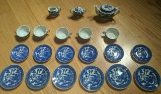Vintage Childs Blue Willow China Tea Set 20pc Made In Japan