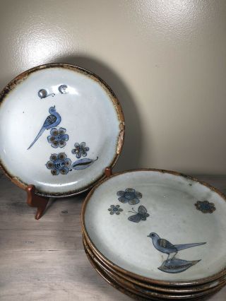 6 Ken Edwards El Palomar 10 " Blue Bird Dinner Plates Mexican Tonala Art Pottery