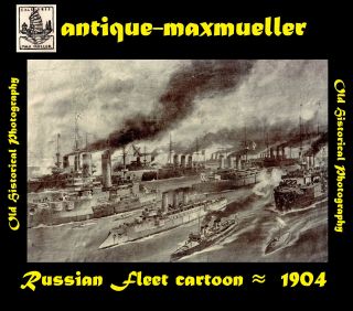 China Port Arthur Russian Fleet - Cartoon - Orig Photo ≈ 1904