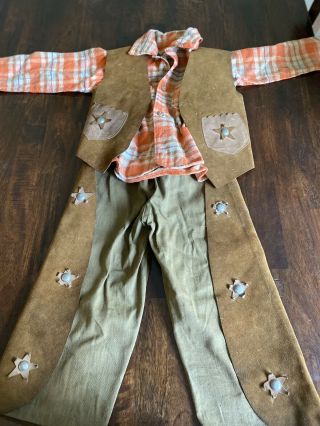 Vintage Child’s Western Cowboy Outfit Costume Size 4 Vest Chaps Flannel