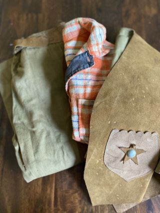 Vintage Child’s Western Cowboy Outfit Costume Size 4 Vest Chaps Flannel 3