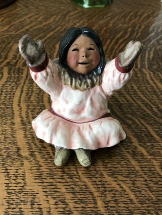 Vintage 1991 C.  Alan Johnson " Nellie " Alaskan Eskimo Child Girl Figurine Ao43