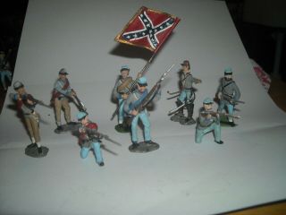 8 Tin Lead Civil War Confederate Soldiers Rifle Team Pre Owned