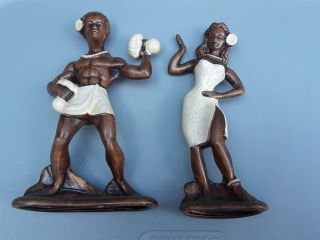 Vintage Tiki Treasure Craft Ceramic Hawaiian Hula Dancers Walt Disney Souvenir