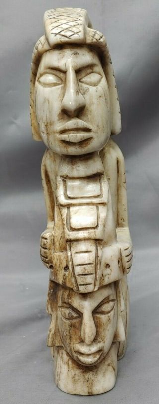 Vintage Carved Stone Idol Aztec Mayan Deity God Figure Statue Carving
