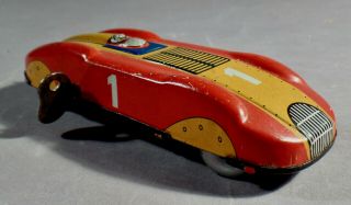 Toy Vintage Wind - Up Tin Race Car Us Zone Germany Litho Red 6.  25  Brake " Lever