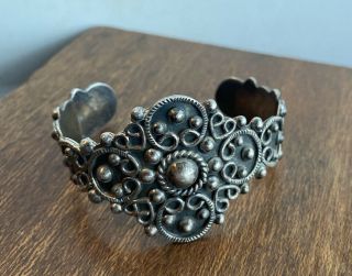 Vintage Mexico Taxco Tv - 20 ? Mark Sterling Silver Bead Ball Cuff Bracelet