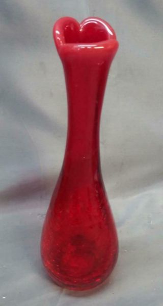 Old Vintage Blenko Art Glass American Red Mcm Mid Century Modern Art Glass Vase