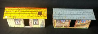 Vintage Marx Tin Litho Log Cabin And Settlers Country House 9 " Long X 4 " X 4 "