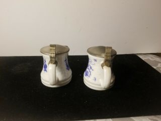 2 Vintage Miniature Lidded German Porcelain Steins Shot Glasses Rein Zinn BMF 3