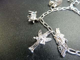 VINTAGE Sterling Silver charm Bracelet with 9 sterling silver charms 3