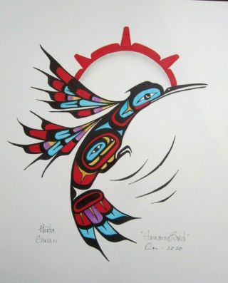 Northwest Coast Art - Contemporary Rare Native Hummingbird - Painting