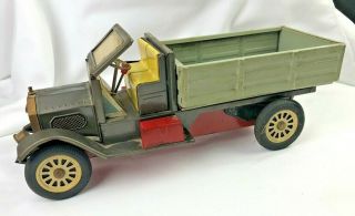 Vintage Tin Metal Friction Truck Made In Japan Windshield Folds W/ Front Crank
