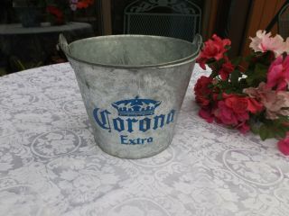 Corona Extra Beer Galvanized Metal Ice Bucket With Handle