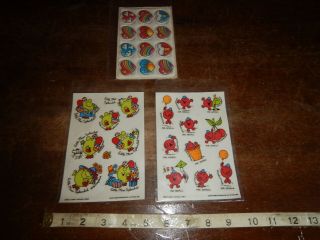 3 Puffy Hearts Scratch & Sniff Mr.  Men Stickers Mark 1 Sheet Retro Hargreaves 3m