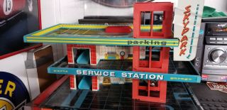 Vintage Tin Litho Superior Service Gas Station Parking Garage Toy 1940’s - 1950’