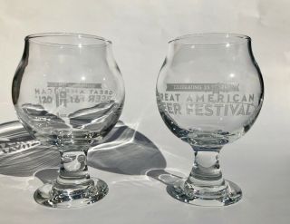 Two 2016 Gabf Great American Beer Festival Stemmed Snifter Tasting Glasses