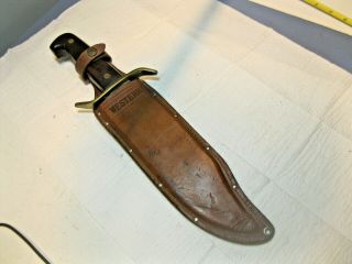Older Western Usa W49 E Fixed Blade Bowie Knife With Sheath
