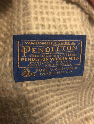 Vintage Pendleton Woolen Mills Woven Virgin Wool Blanket Throw In Cream 75 X 55