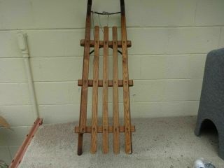 Antique Wooden Sled Cast Iron Runners Davoser