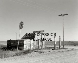 1937 Middle Of Nowhere Abandoned Texaco Gas Station Photo Garage Sign Pumps Nd