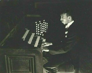 Handsome Young Black Man Playing Church Organ Vintage Chiaroscuro Photograph
