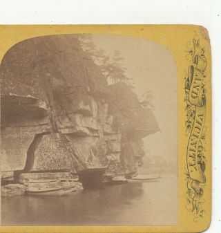 Man In A Boat Pine Bluff Looking North Lake Mohonk Ny Loeffler Stereoview C1870
