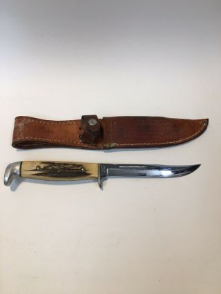Case Xx Usa 516 - 5 Fixed Blade Stag Handle Knife With Sheath C.  1965 - 1969