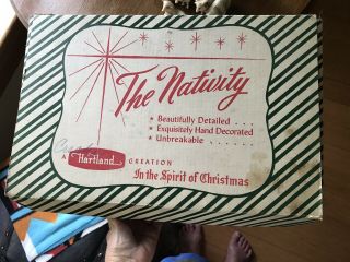 1950s Hartland Plastic Christmas Nativity Creche Box Set 19 &
