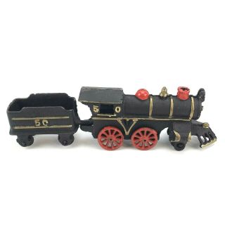 Cast Iron Train Locomotive And Coal Car Set No.  50 Red Black Vintage