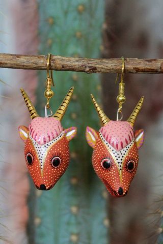 Impala Or Gazelle Alebrije Earrings By Ana Xuana Handmade Oaxaca Mexico Folk Art