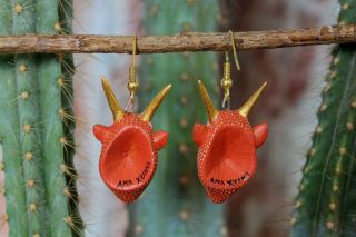 Impala or Gazelle Alebrije Earrings by Ana Xuana Handmade Oaxaca Mexico Folk Art 3