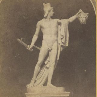 Stereoview Statue Of Perseus By Canova.