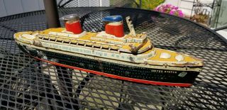 Vintage Etc Trademark Litho United States Ship/boat Battery Tin Toy,  Japan.
